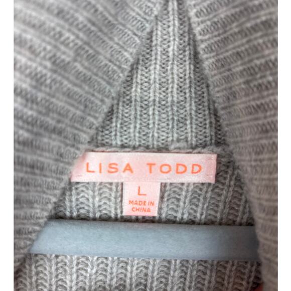 Lisa Todd Women’s Large Gray Cashmere Wool Pullover Sweater Boho Stripe Cuff - Picture 7 of 7